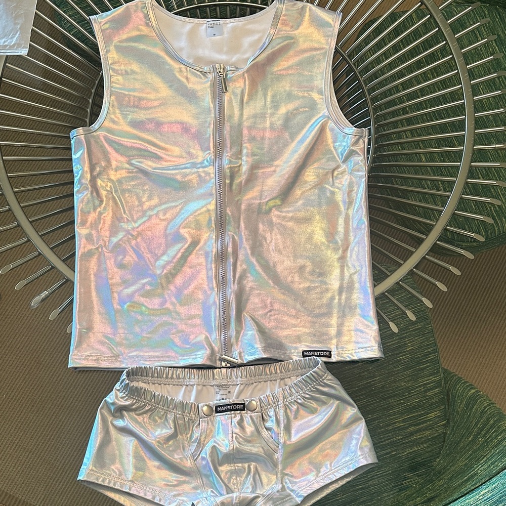 SOLD Manstore Silver Vest and Shorts Set
